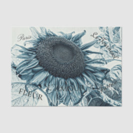Papel De Seda Gigante Sunflowers Arte Vintage Ephemera Azul Verd