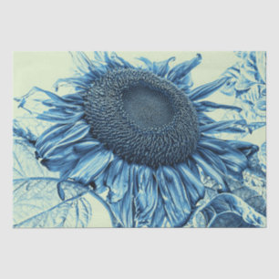 Papel De Seda Gigante Sunflowers Vintage Art Blue Green Decoupag