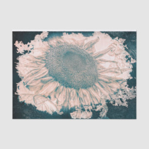 Papel De Seda Gigante Sunflowers Vintage Sepia Verde azulada Vig