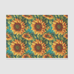 Papel De Seda Gigantes de girasol con Verde azulado