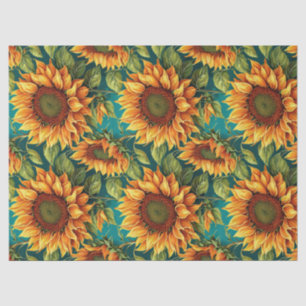 Papel De Seda Gigantes de girasoles con azul verdoso