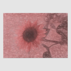 Papel De Seda Gigantesco Sunflower Sepia Moda Rosa Floral