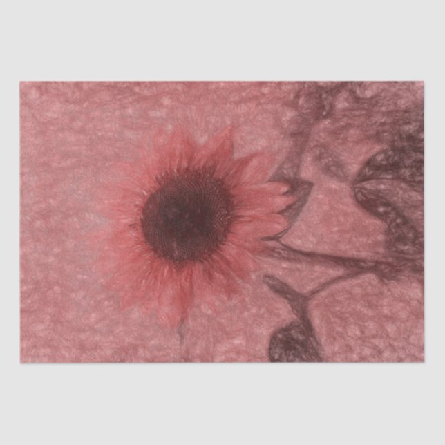 Papel De Seda Gigantesco Sunflower Sepia Moda Rosa Floral (Anverso)