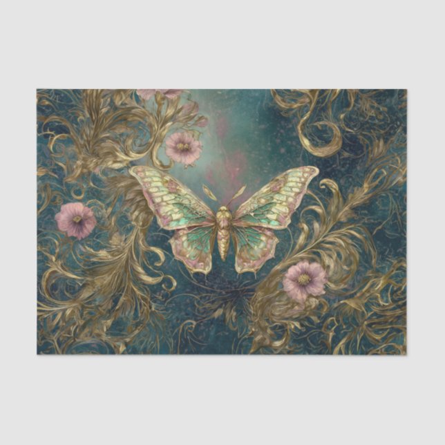 Papel De Seda Gilded Butterfly Garden - Art Nouveau Garden (Anverso)