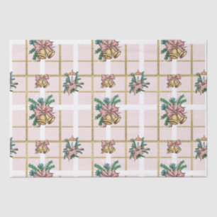 Papel De Seda Gimnasio rosa de bonito y campanas de Navidades
