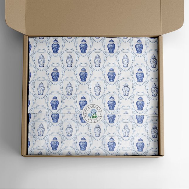 Papel De Seda Ginger Jar Blue y White Chinoiserie (Ginger jar crest blue and white tissue paper
)