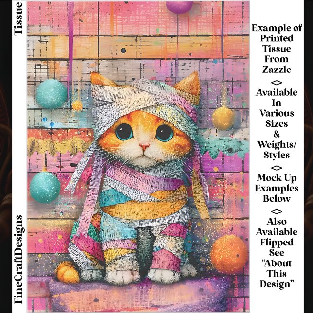 Papel De Seda Ginger Kitten & Party Streamers ED4R Decoupage (Subido por el creador)