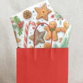 Papel De Seda Gingerbread Cookie Candy Cane & Pine 