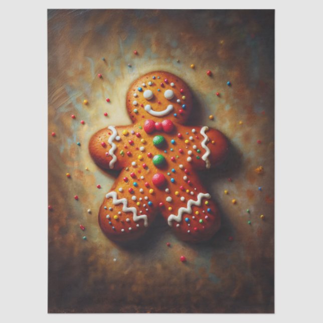 Papel De Seda Gingerbread Cookie Christmas Art (Anverso)