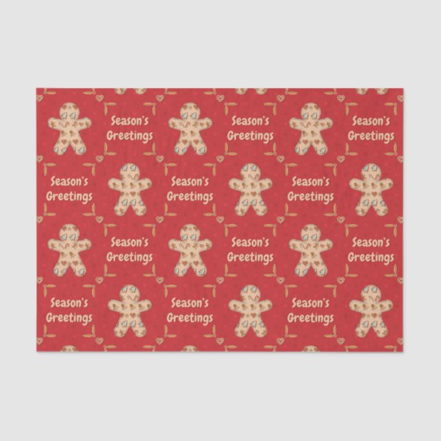 Papel De Seda Gingerbread Cutout Seasons Greetings (Anverso)