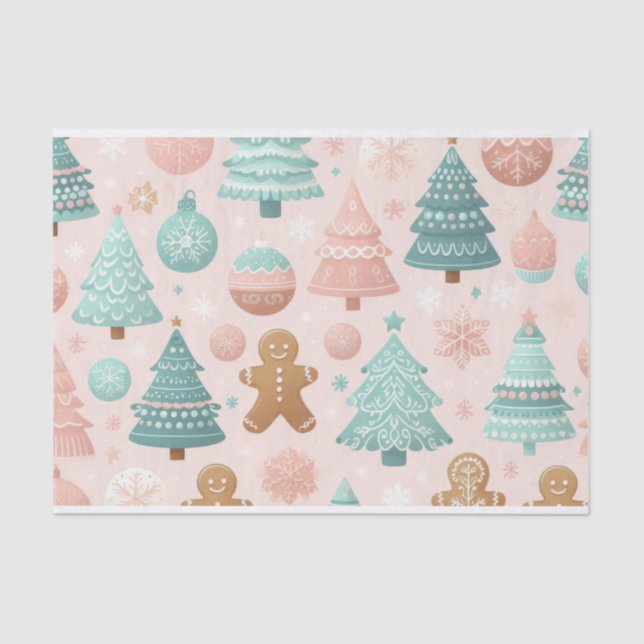 Papel De Seda Gingerbread de estilo nórdico y árbol de Navidad (Anverso)