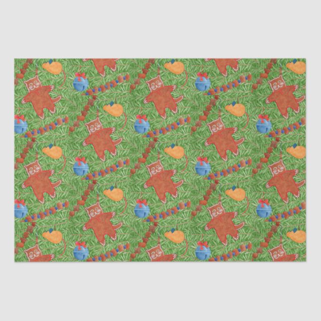 Papel De Seda GINGERBREAD KITTY Tissue Paper (Anverso)