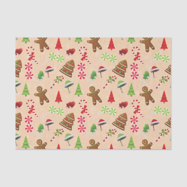 Papel De Seda Gingerbread Man, Candy y Sata (Anverso)