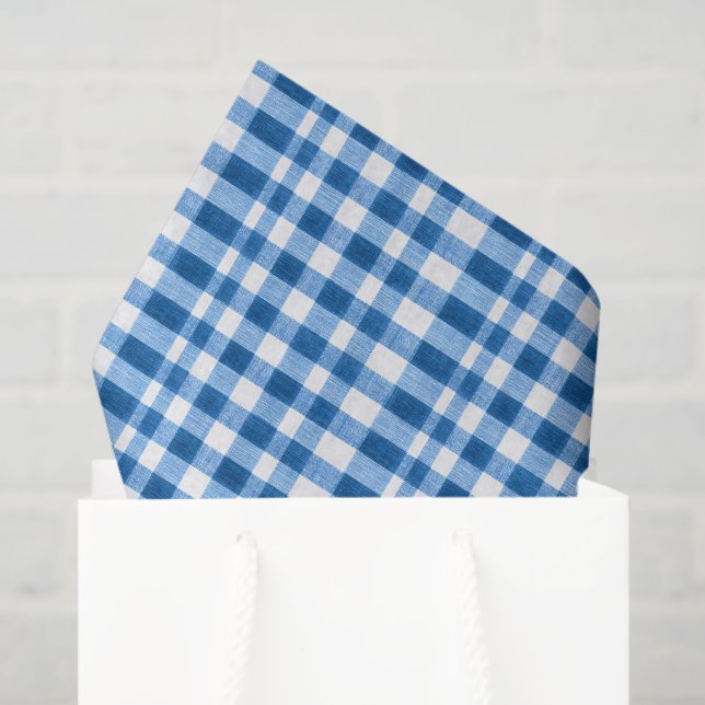 Papel De Seda Gingham azul y blanco (Bolsa de regalo)