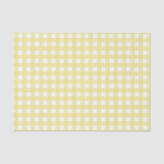 Papel De Seda Gingham blanco y amarillo pálido (Anverso)