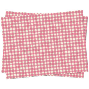 Papel De Seda Gingham Check Cherry Pink Cream