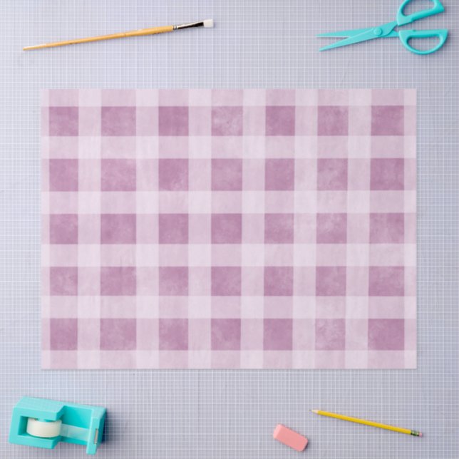 Papel De Seda Gingham Checks Dusty Pink White Pattern Decoupage (Artesanía)