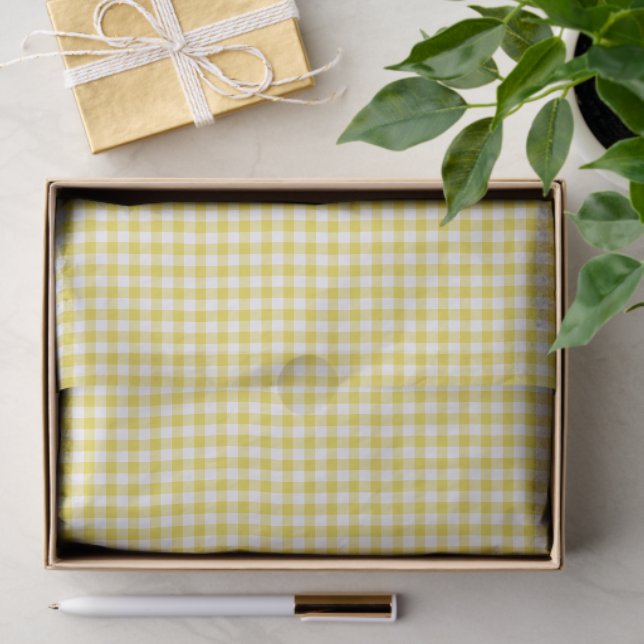 Papel De Seda Gingham Clásico Amarillo Dorado (Regalo )