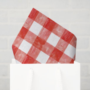Papel De Seda Gingham de acuarela roja a gran escala