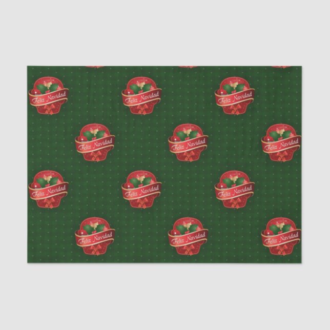 Papel De Seda Gingham Feliz Navidad (Anverso)