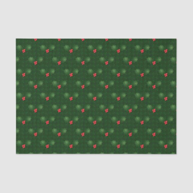 Papel De Seda Gingham Holly Berries (Anverso)