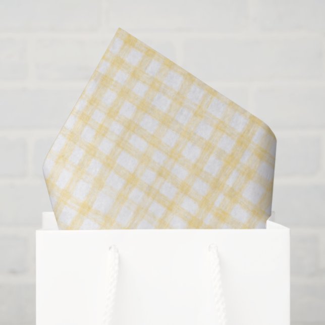 Papel De Seda Gingham Moderno Cute Amarillo Rojo Preppy Blanco (Bolsa de regalo)