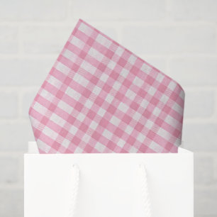 Papel De Seda Gingham rosa y blanco