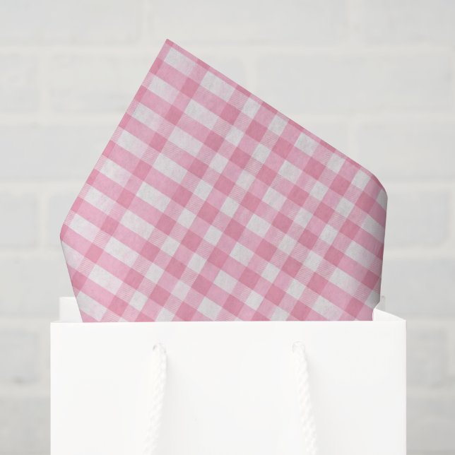 Papel De Seda Gingham rosa y blanco (Bolsa de regalo)