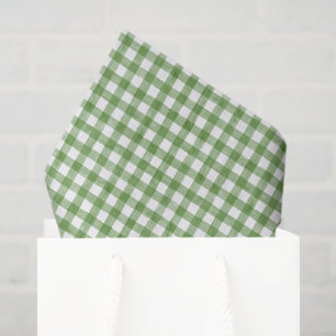 Papel De Seda Gingham verde y blanca de color de agua