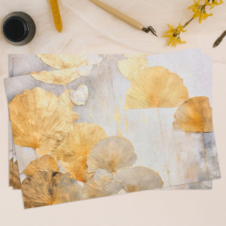 Papel De Seda Ginkgo Dorado Moderno