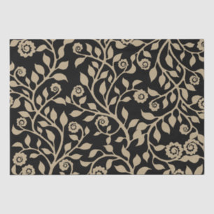 Papel De Seda Gipsy Swirls Elegante Patrón Floral Beige Negro