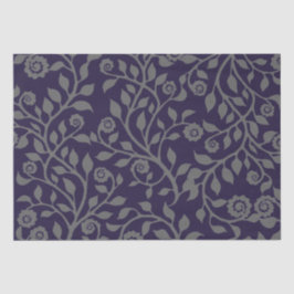 Papel De Seda Gipsy Swirls Elegante Patrón Floral Púrpura y Gris