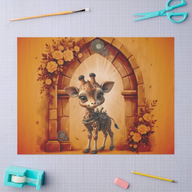 Papel De Seda Girafa de bebé en steampunk-personalizado (Artesanía)