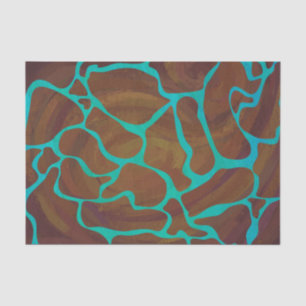 Papel De Seda Giraffe Brown y la impresión Verde azulada