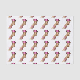 Papel De Seda Giraffe en gorra rosa brillante