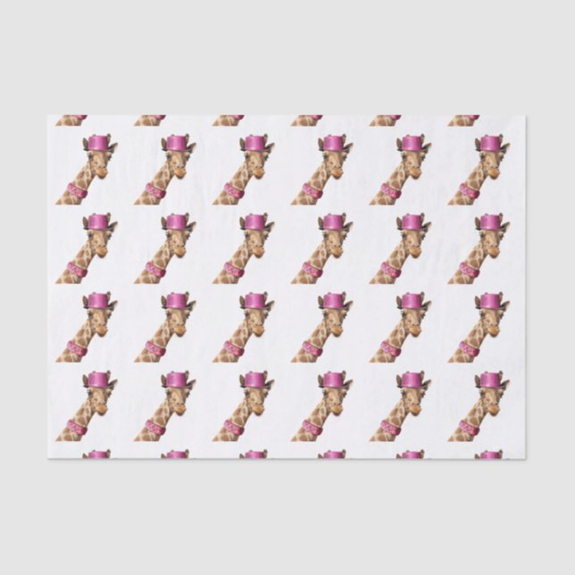 Papel De Seda Giraffe en gorra rosa brillante (Anverso)