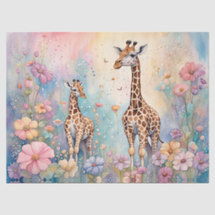 Papel De Seda Giraffe Garden Pastel