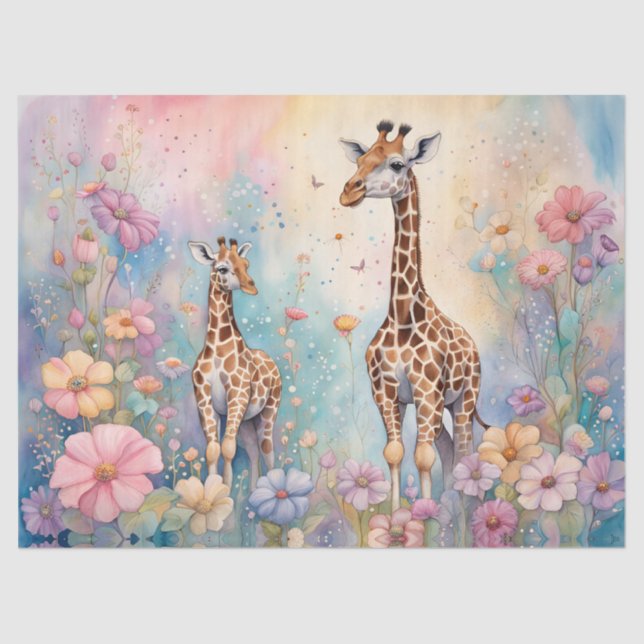 Papel De Seda Giraffe Garden Pastel (Anverso)
