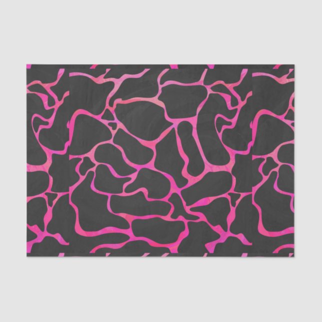 Papel De Seda Giraffe Impresión rosa y negra caliente (Anverso)