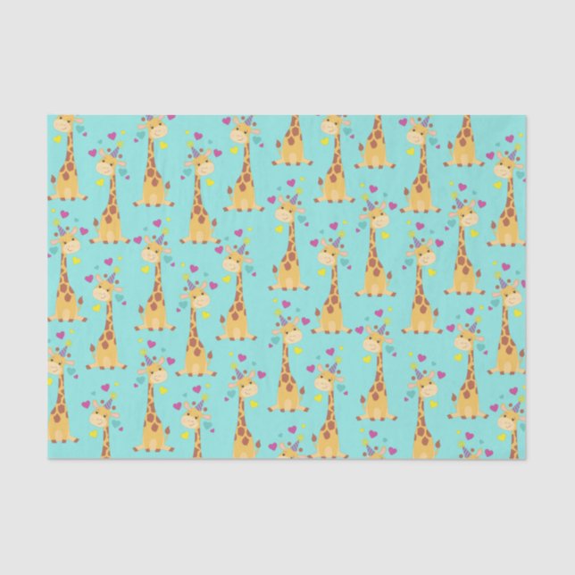 Papel De Seda Giraffe Kids Birthday Fiesta Cute (Anverso)