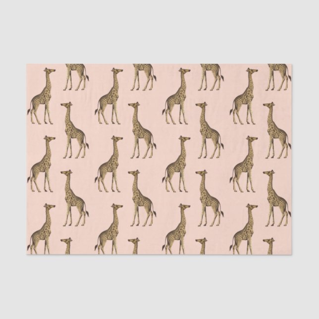 Papel De Seda Giraffe rosa adorable  (Anverso)