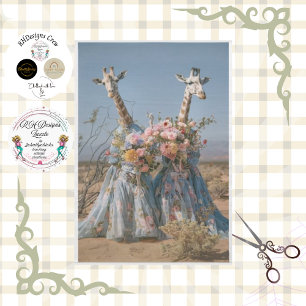 Papel De Seda Giraffe vistiendo vestidos azules de descomposició