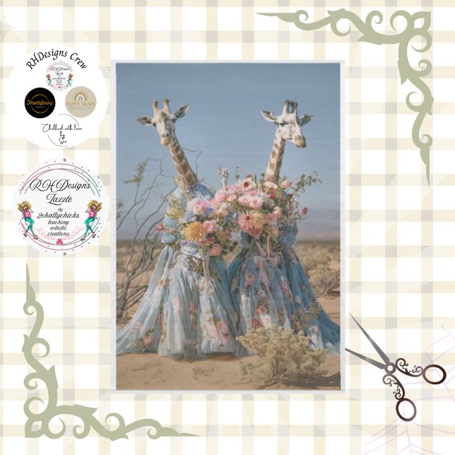 Papel De Seda Giraffe vistiendo vestidos azules de descomposició (Subido por el creador)