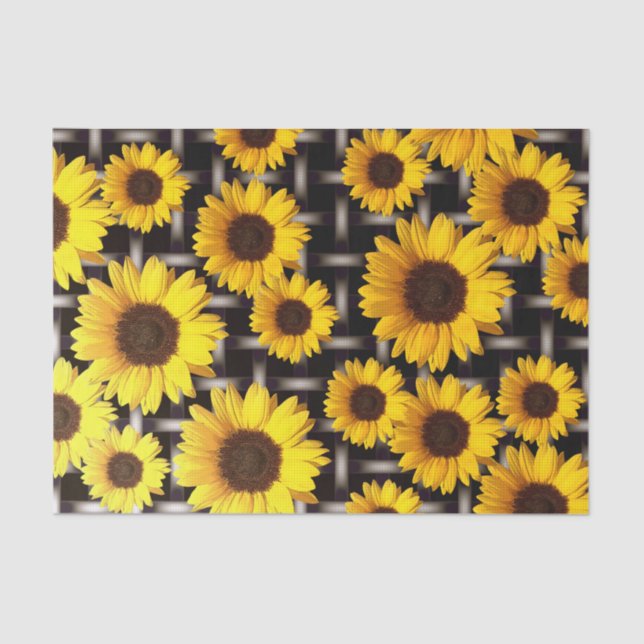 Papel De Seda Girasol amarillo grande y rejilla industrial (Anverso)