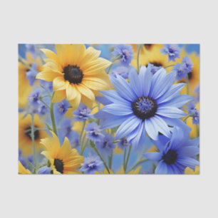 Papel De Seda Girasol Amarillo Y Flores Silvestres