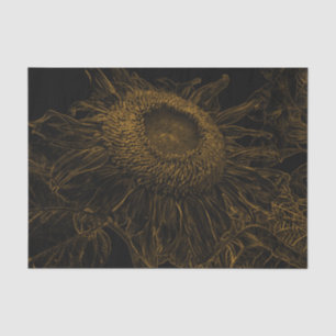 Papel De Seda Girasol Arte Floral Negro Dorado Decoupage