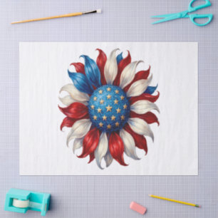 Papel De Seda Girasol Bandera Americana 4 De Julio