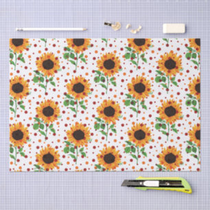 Papel De Seda Girasol Brillante y Patrón Floral de Verano con Lu