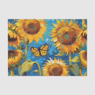 Papel De Seda Girasol Con Mariposa