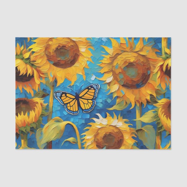 Papel De Seda Girasol Con Mariposa (Anverso)